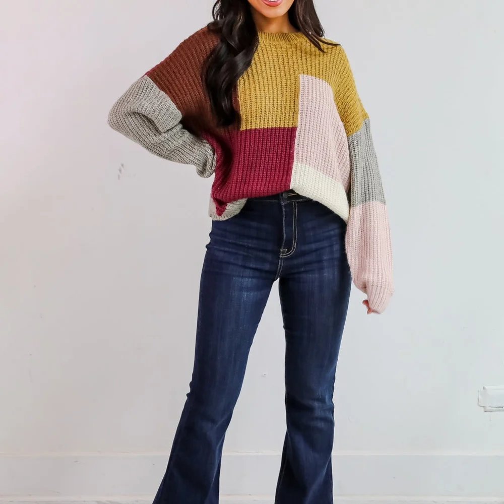 Multicolor Patchwork Knit Sweater - Picture 5 of 9